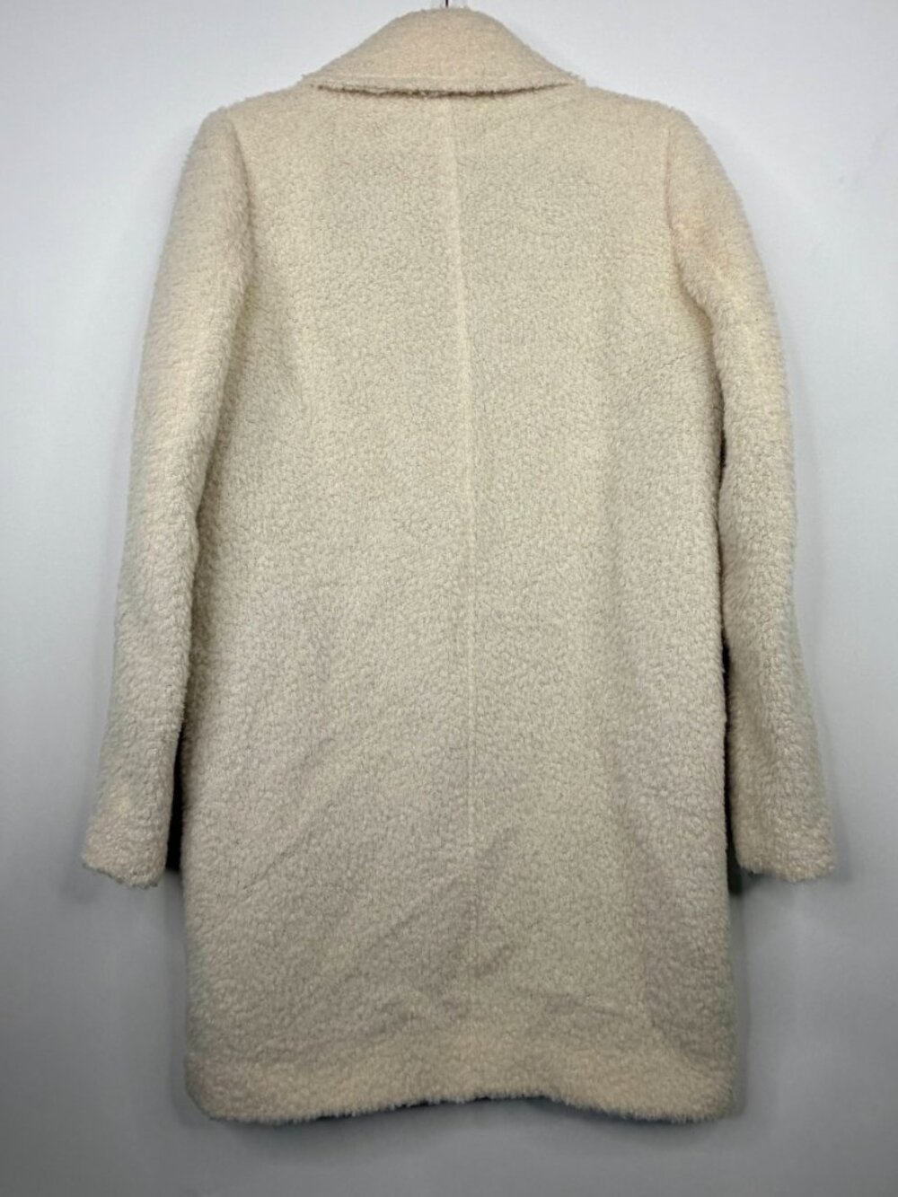 Andrew Marc Boucle Alpaca Wool Teddy Coat Zip-Pockets Ecru S #A3835 - Picture 4 of 9